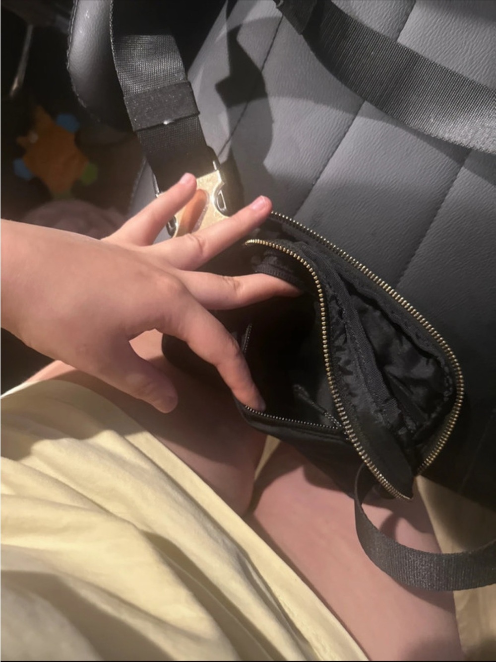 lululemon athletica Black Crossbody Sling Bag with Gold Hardware